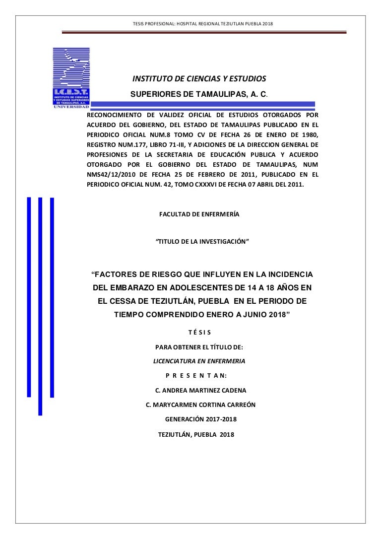 Tesis Embarazo En Adolescentes