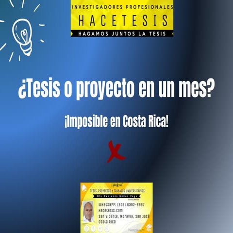 Hacer tesis o proyecto en un mes, poco probable (Hace Tesis)
