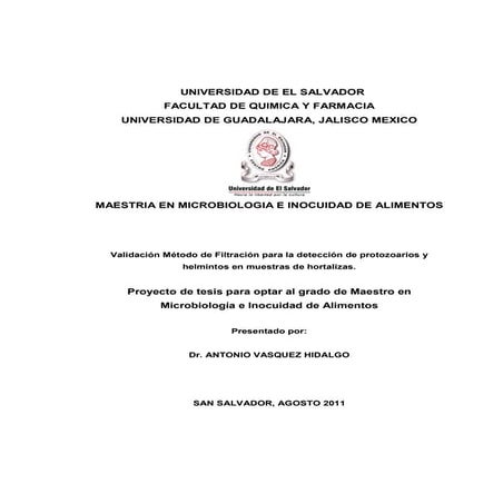 Mètodo de Filtraciòn al Vacìo y gravedad  para paràsitos intestinales
