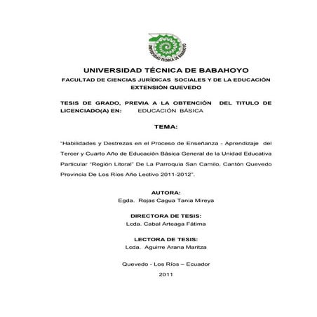 Tesis habilidades y destrezas en el proceso de enseñanza apr