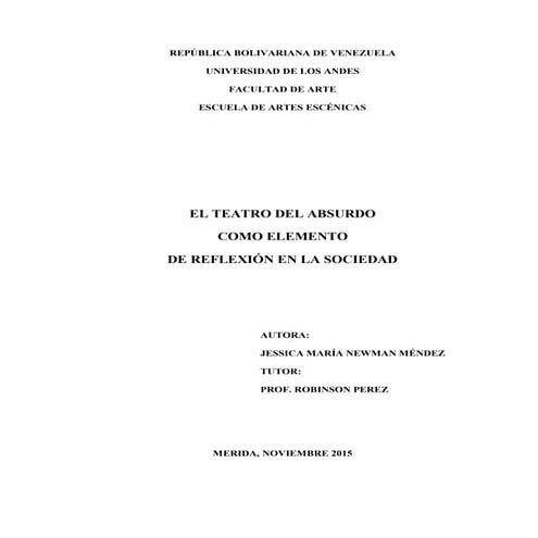 El Teatro del Absurdo como elemento de reflexion en la sociedad