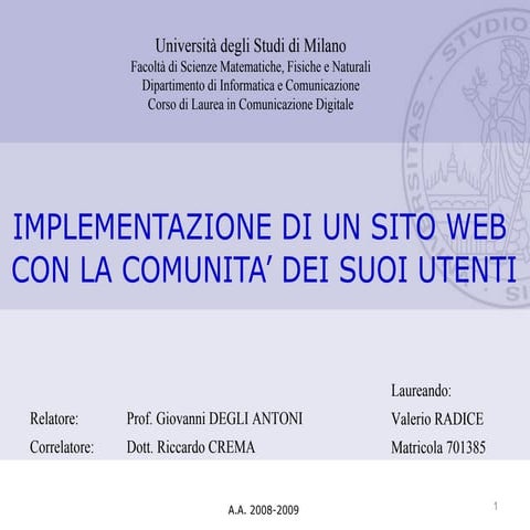 Slide Tesi Valerio Radice - Portale Ricambi