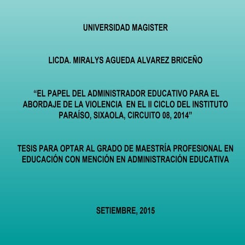 El Papel del Administrador Educativo para el Abordaje de la Violencia en el I...