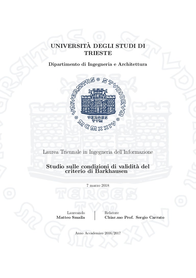 Studio Sulle Condizioni Di Validità Del Criterio Di