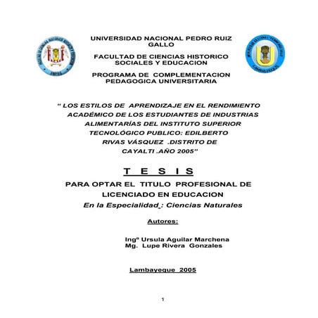 Tesis para Optar Título Profesional de Licenciada en Educación