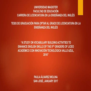 A study on vocabulary building activities to enhance English skills of the 9t...