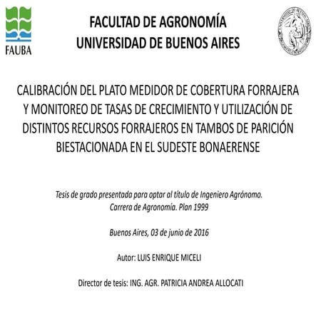 Rising Plate Meter - Tesis presentacion | PDF