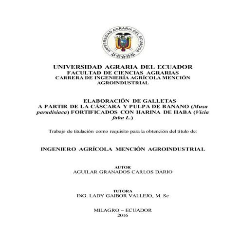 ELABORACIÓN DE GALLETAS A PARTIR DE LA CÁSCARA Y PULPA DE BANANO (Musa paradi...