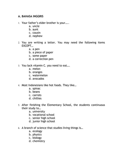 Contoh Soal Tpa Test Potensi Akademik Kemampuan Verbal