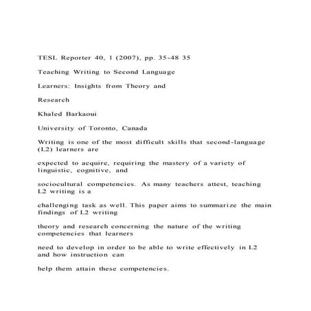 TESL Reporter 40, 1 (2007), pp. 35-48 35Teaching Writing t