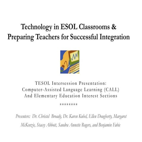 Technology in ESOL Classrooms & Preparing Teachers for Successful Integration