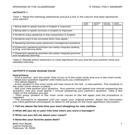Tesol Seminar Questions
