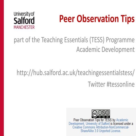 Peer Observation Tips for TESS