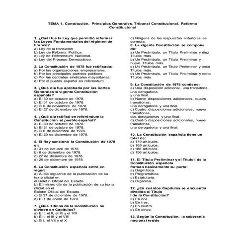 Cuestionario de derecho constitucional | DOC