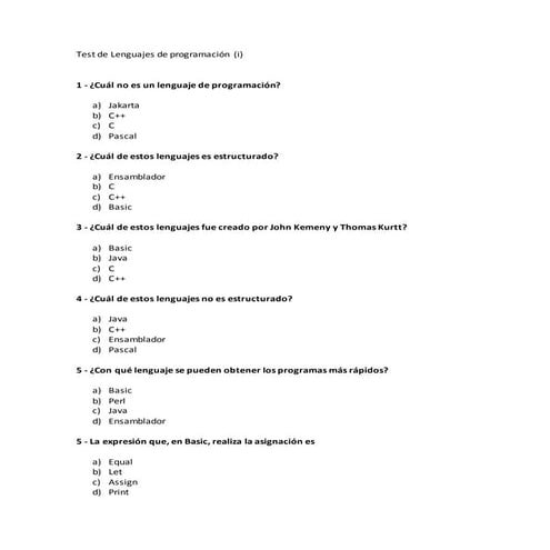 Test Programación Orientada a Objetos | PDF