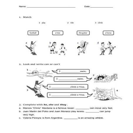 Test on Sports and Hobbies - 6th grade