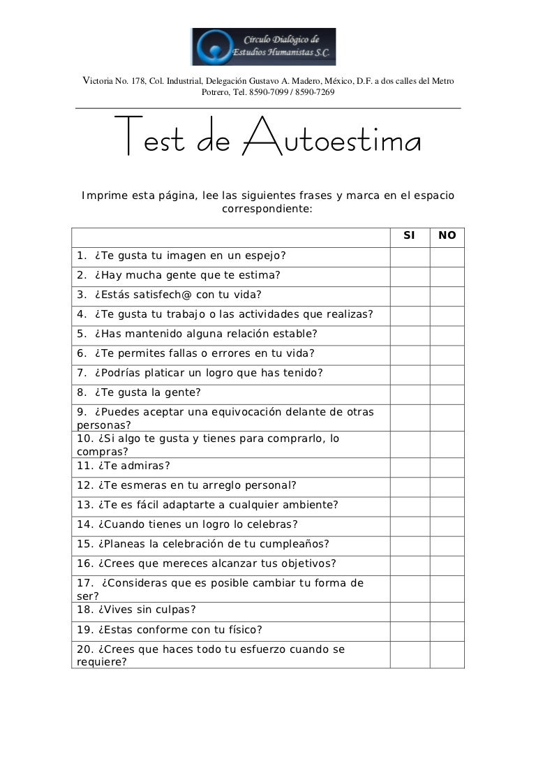 Test De autoestima