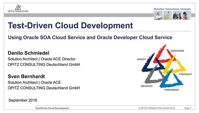 Test driven cloud development using Oracle SOA CS and Oracle Developer CS