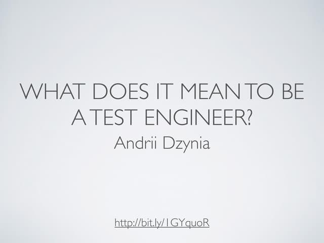 What does it mean to be a test engineer?