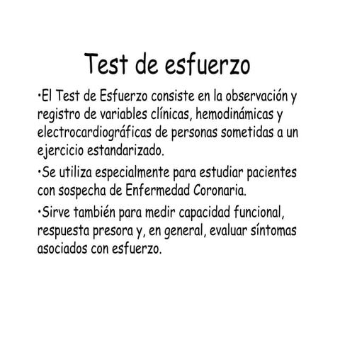 Presentacion de Test de esfuerzo cardiaco o Ergometria