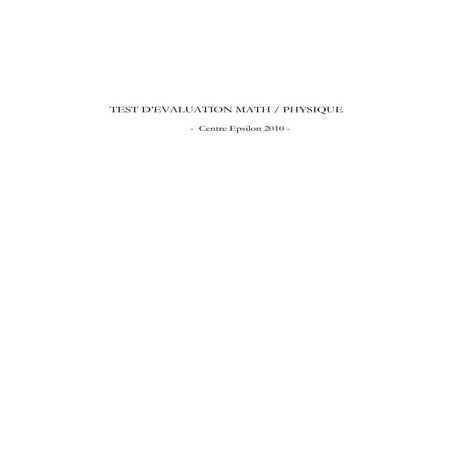 Test d'évaluation math/physique | PDF