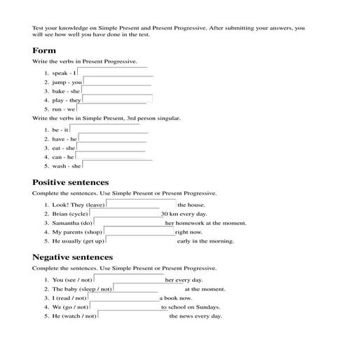 Test 1 present simple and present continuous 