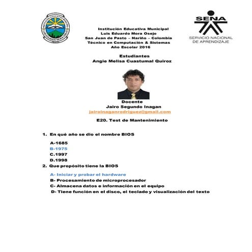 Test 20 Mantenimiento de computadores