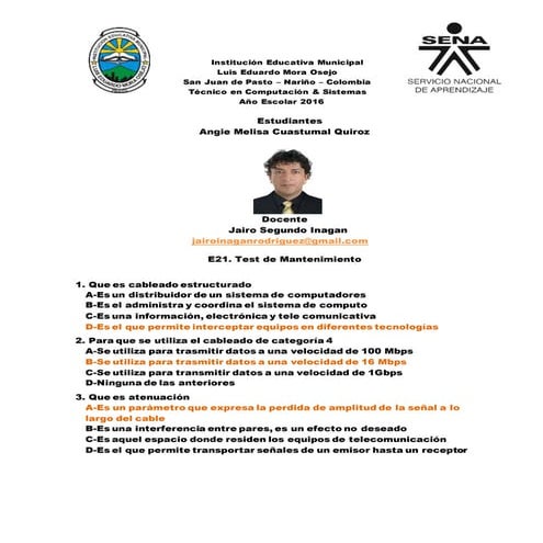 Test 21 Mantenimiento de computadores