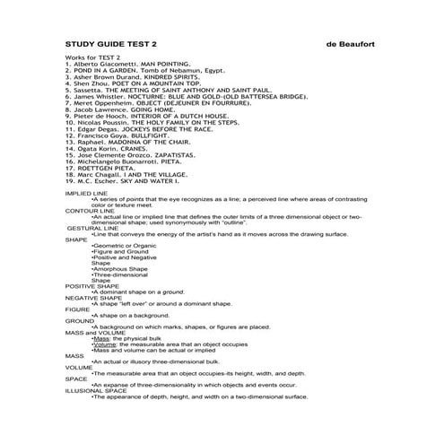 Art Appreciation Test 2 study guide