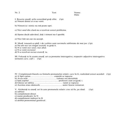 Test 7 dificil romana