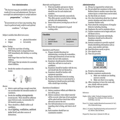 Guidelines for Test Administration