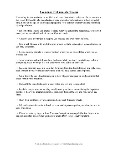 Test and study tips