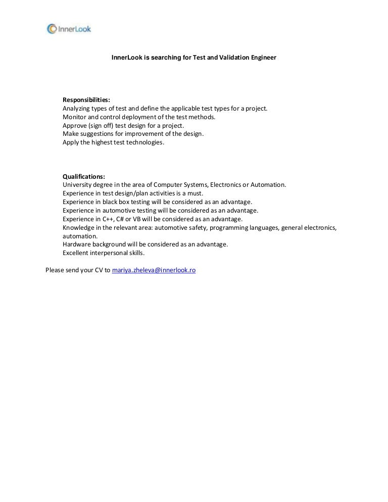 Test, and, validation, engineer, job, description