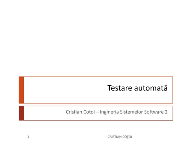 Testare Automata   Laborator
