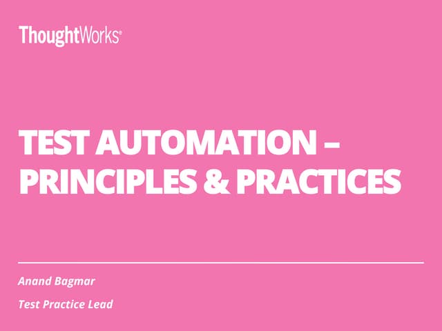 Test Automation - Principles and Pr...
