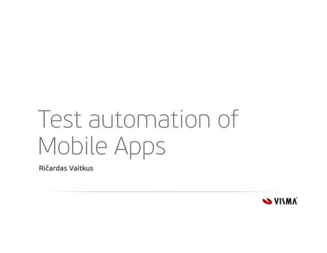 Test automation of mobile apps