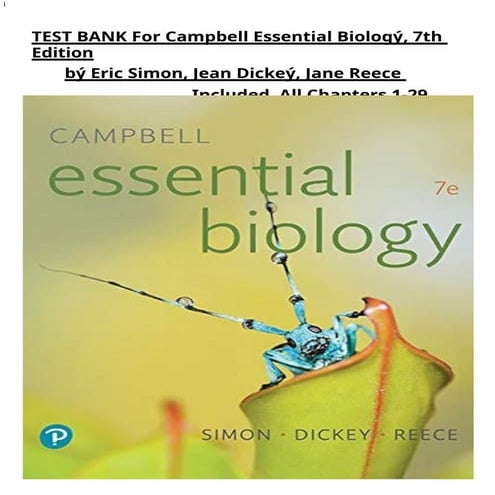Test Bank For Campbell Essential Biology, 7th Edition by Eric Simon ...
