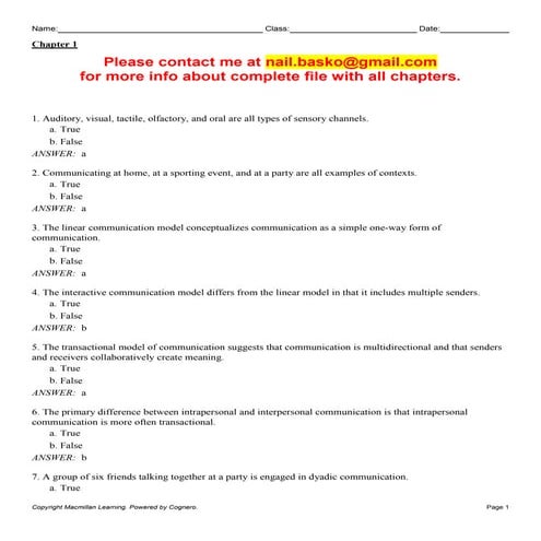 test bank Reflect & Relate, An Introduction to Interpersonal ...