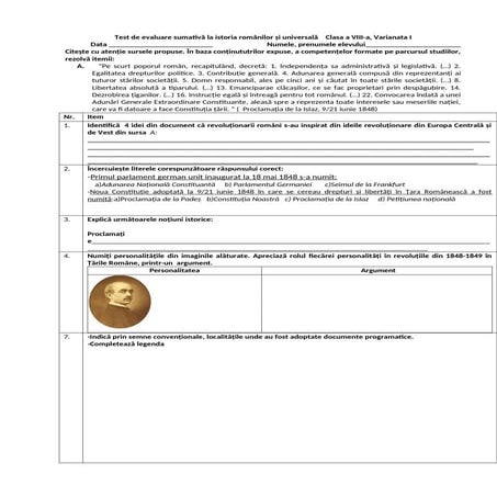 TEST CES 8 OCT 2024.docx Istoria romanilor și universală
