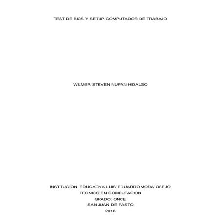 Test de bios y setup computador de trabajo