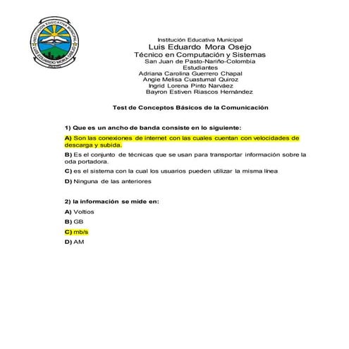 Test de conceptos de comunicacion