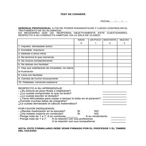 Test de conners | PDF