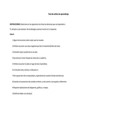 Test de estilos de aprendizaje