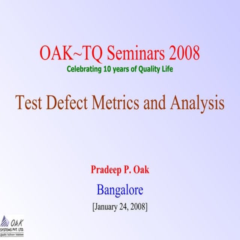 Test Defect Metrics and Analysis | PDF