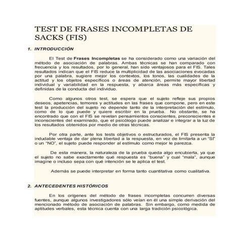 Test de frases incompletas de sacks