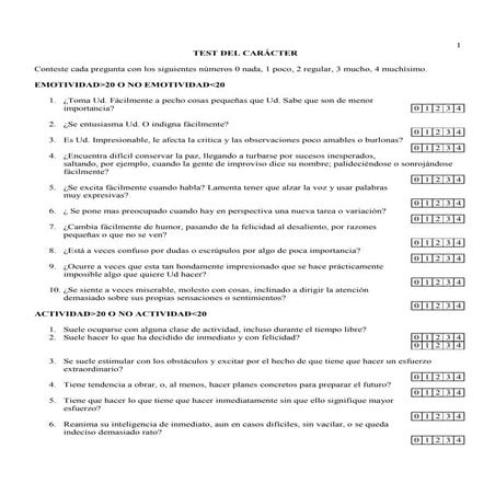 Test del caracter | PDF