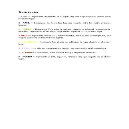 Test de color de luscher | DOCX