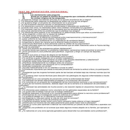 Test De OrientacióN Vocacional
