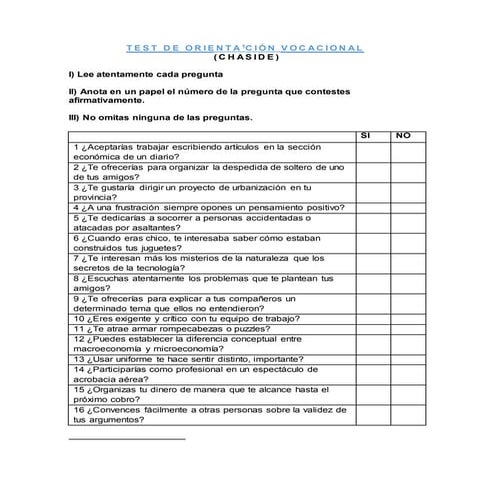 Test de orientacion vocacional