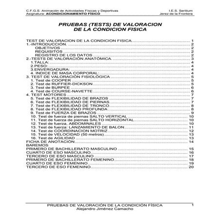 Test de valoracion de la condicion fisica
